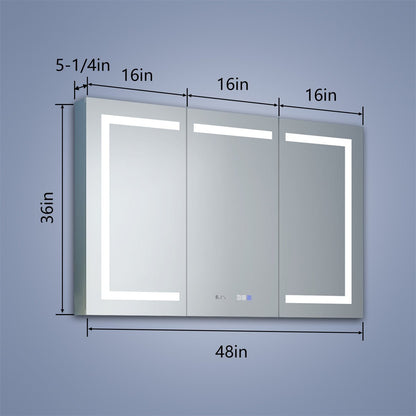 Boost-M2 48" W x 36" H Bathroom Light Medicine Cabinets with Vanity Mirror Recessed or Surface
