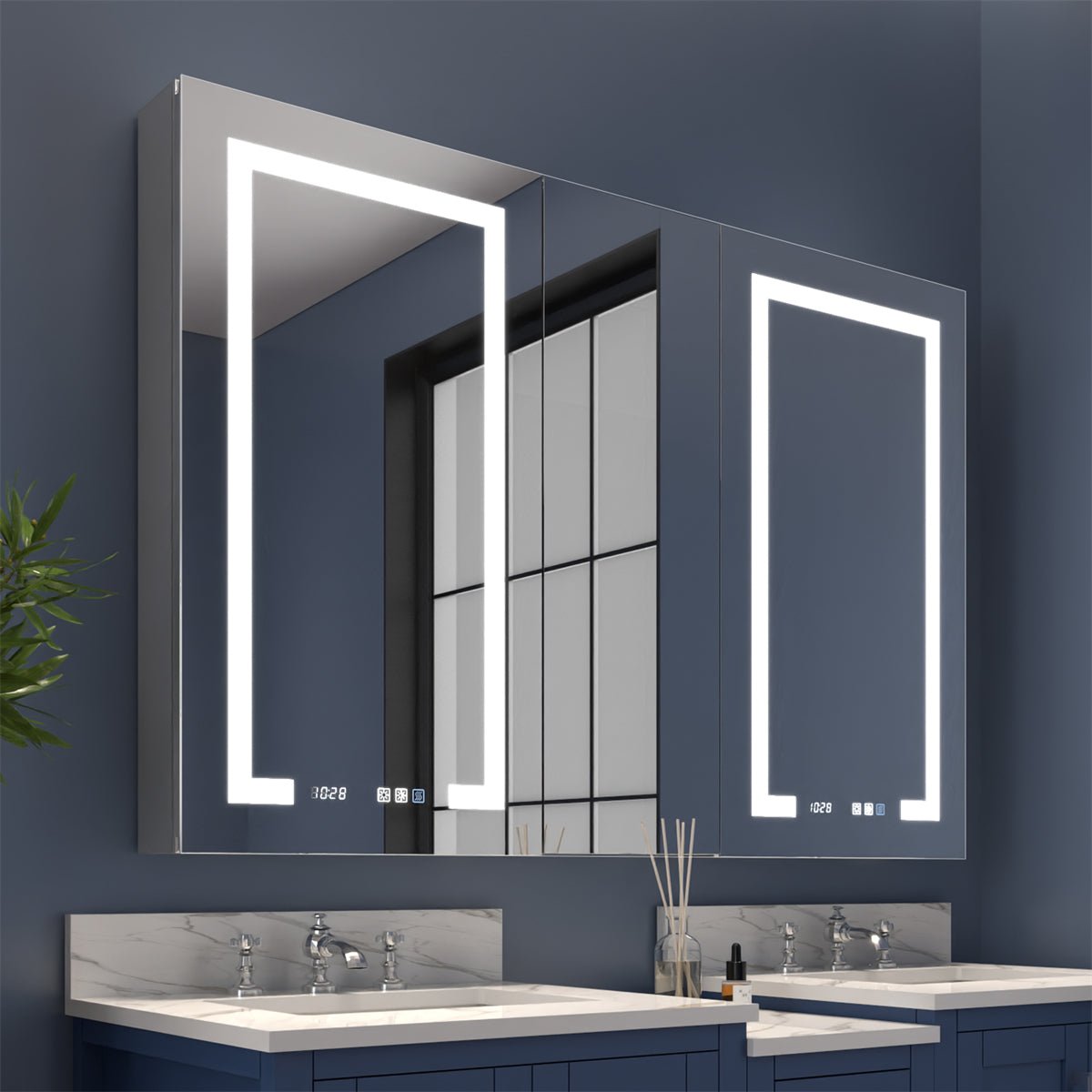 Boost-M2 52" W x 36" H Bathroom Light Narrow Medicine Cabinets with Vanity Mirror Recessed or Surface - ExBriteUSA