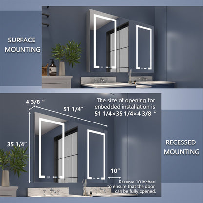 Boost-M2 52" W x 36" H Combination Medicine Cabinet with Mirror led Lighted Medicine Cabinet