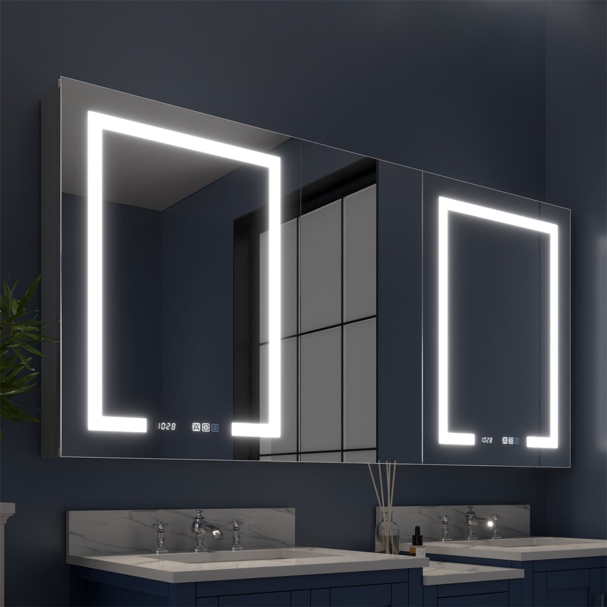 Boost-M2 64" W x 32" H Bathroom Light Narrow Medicine Cabinets with Vanity Mirror Recessed or Surface - ExBriteUSA
