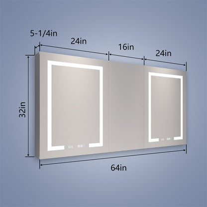 Boost-M2 64" W x 32" H Combination Medicine Cabinet with Mirror led Lighted Medicine Cabinet