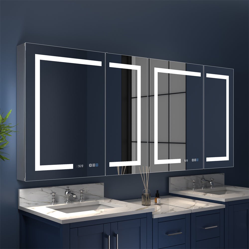 Boost-M2 72" W x 32" H Bathroom Narrow Light Medicine Cabinets with Vanity Mirror Recessed or Surface