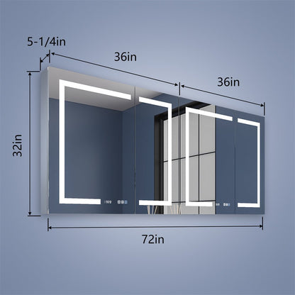 Boost-M2 72" W x 32" H Bathroom Narrow Light Medicine Cabinets with Vanity Mirror Recessed or Surface