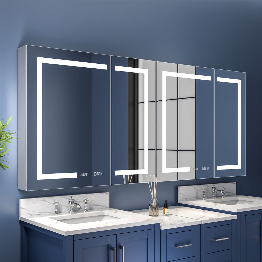 Boost-M2 72" W x 32" H Bathroom Narrow Light Medicine Cabinets with Vanity Mirror Recessed or Surface