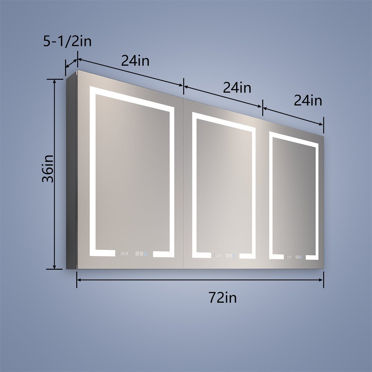 Boost-M2 72" W x 36" H Combination Medicine Cabinet with Mirror led Lighted Medicine Cabinet