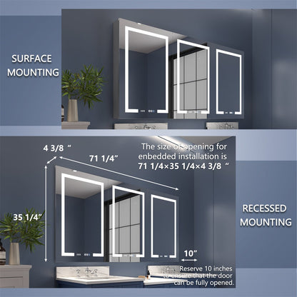 Boost-M2 72" W x 36" H Combination Medicine Cabinet with Mirror led Lighted Medicine Cabinet