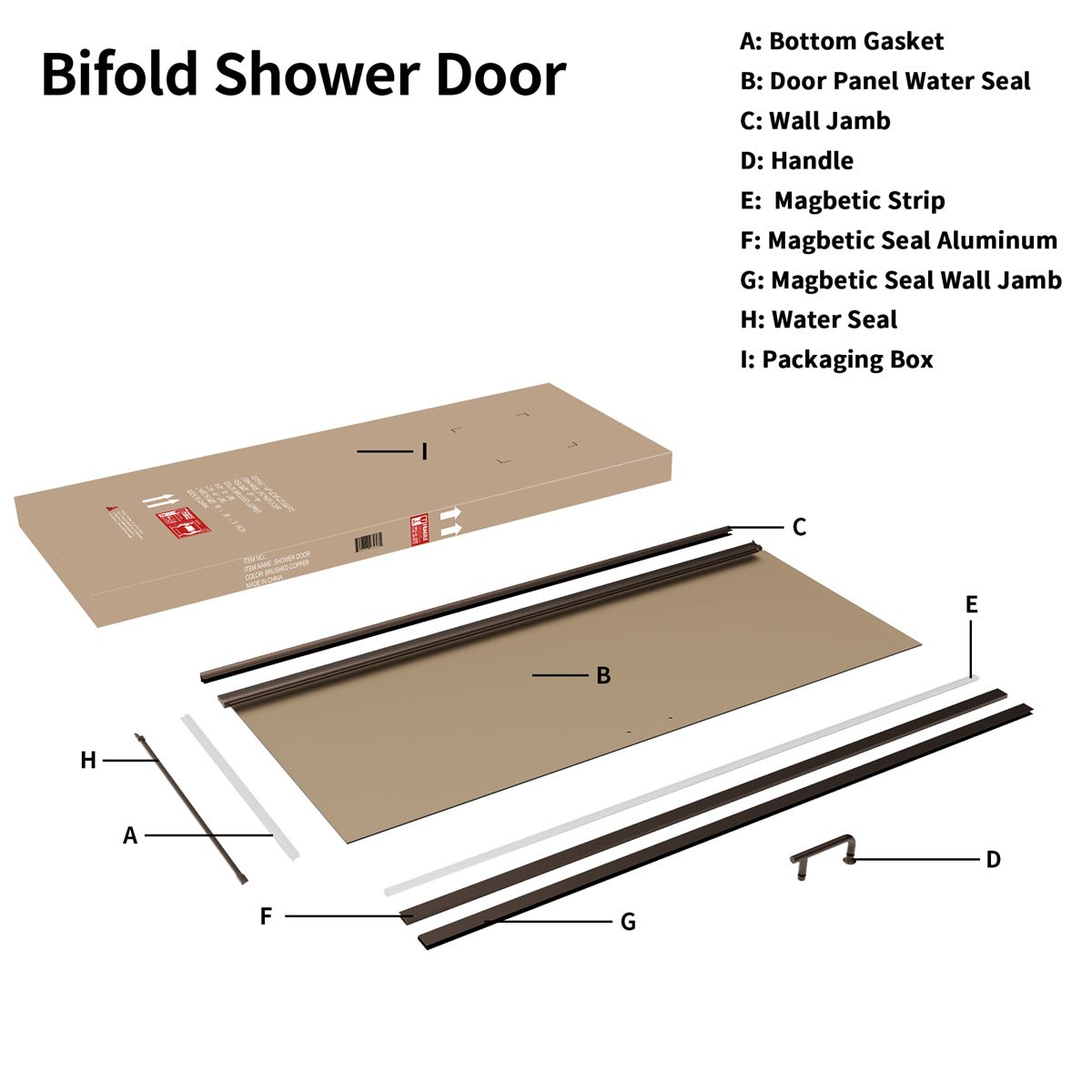 Chic 32" x 72" Pivot Frameless Shower Door,Tempered Clear Glass,Amber Color,Bronze Finish