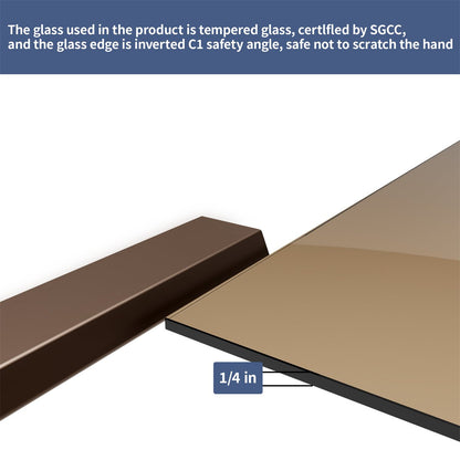 Chic 34" x 72" Bi-Fold Frameless Shower Door,Tempered Clear Glass,Amber Color,Bronze Finish
