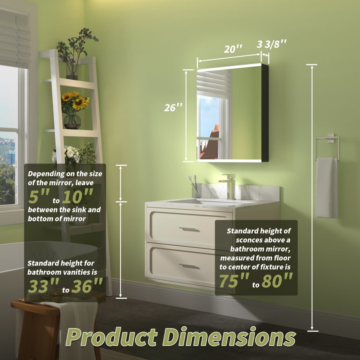 Classic 20" W x 26" H LED Bathroom Light Medicine Cabinet with Mirrors Left Side - ExBriteUSA