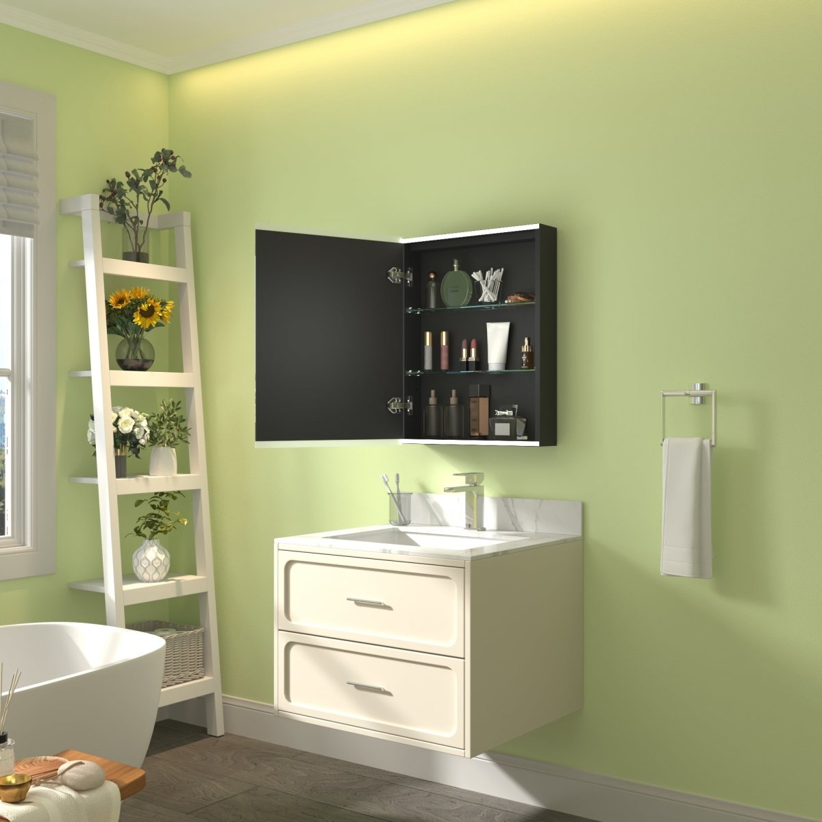 Classic 20" W x 26" H LED Bathroom Light Medicine Cabinet with Mirrors Left Side - ExBriteUSA