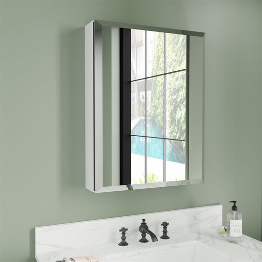 Classic 20"x26" Matted Black medicine cabinet with Mirror Bathroom Surface Mount - ExBriteUSA