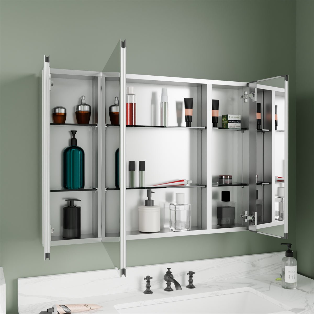 Classic 36"x26" Aluminum Recess or Surface Mount Installation Bathroom Medicine Cabinet - ExBriteUSA