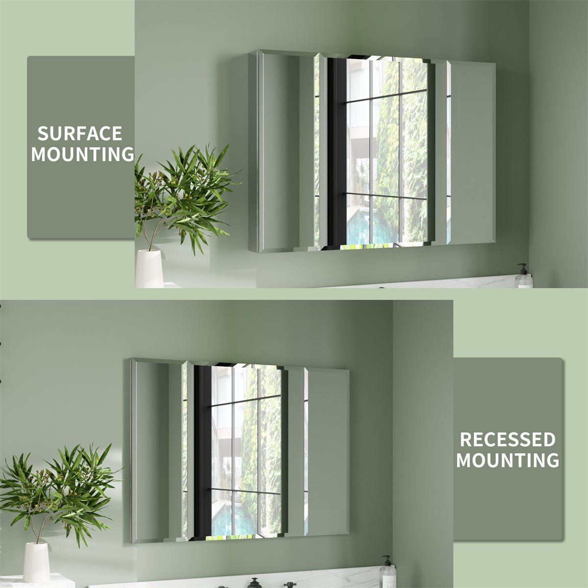 Classic 36"x26" Aluminum Recess or Surface Mount Installation Bathroom Medicine Cabinet