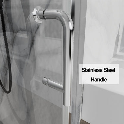 Classy 30-31 1/2" W x 72" H Pivot Shower Door Semi-Frameless Chrome Hinged Glass Shower Door with Handle