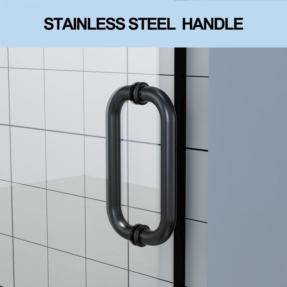 Classy 72 in. H x 24 in. W Frameless Hinged Shower Door in Black with Handle and Clear Glass