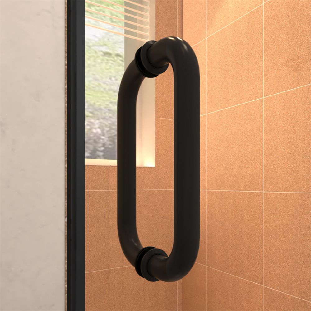 Classy Shower Door 30in.W x 72in.H Semi-Frameless Hinged Shower Door,Shower Room Glass Door with Clear Tempered Shower Glass Panel,Black