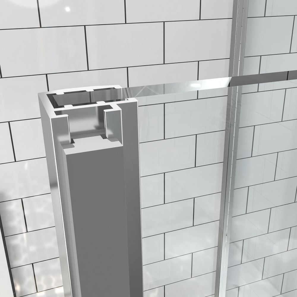 Classy Showers 50-54" W x 71" H Glass Shower Doos Semi-Frameless,6mm Clear Tempered Glass Panel, Chrome Finish
