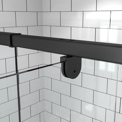 Classy Showers 56-60" W x 71" H Glass Shower Doos Semi-Frameless,6mm Clear Tempered Glass Panel,Black Finish