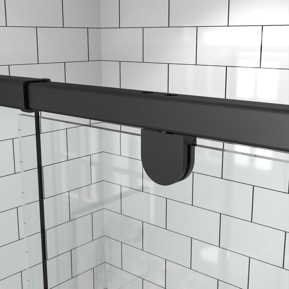 Classy Showers 56-60" W x 71" H Glass Shower Doos Semi-Frameless,6mm Clear Tempered Glass Panel,Black Finish