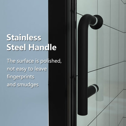 Classy 24-25 1/2" W x 72" H Small Shower Door Hinged Pivot Black Install Clear Glass Shower Door