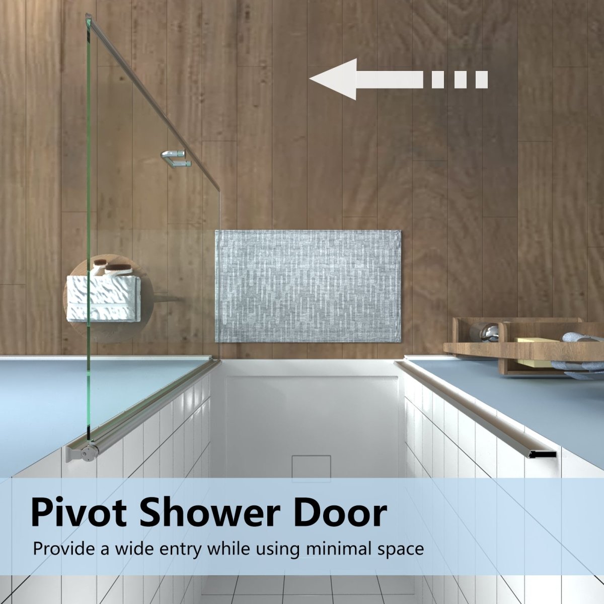 Classy 24-25 1/2" W x 72" H Small Shower Door Hinged Pivot Chrome Install Clear Glass Shower Door