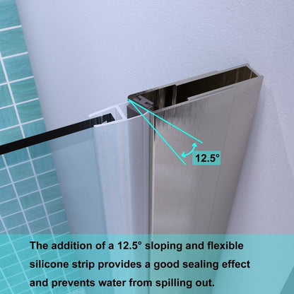 ES-DIY 32-33.5 in. W x 72 in. H Pivot Shower Door Frameless Hinged In Nickel Install Glass Shower Door - ExBriteUSA