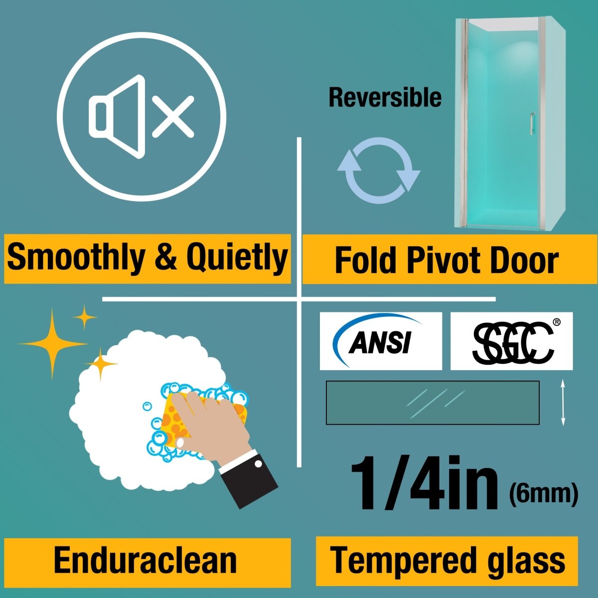 Classy 32-33 1/2" W x 72" H Pivot Shower Door Semi-Frameless Hinged In Nickel Install Glass Shower Door