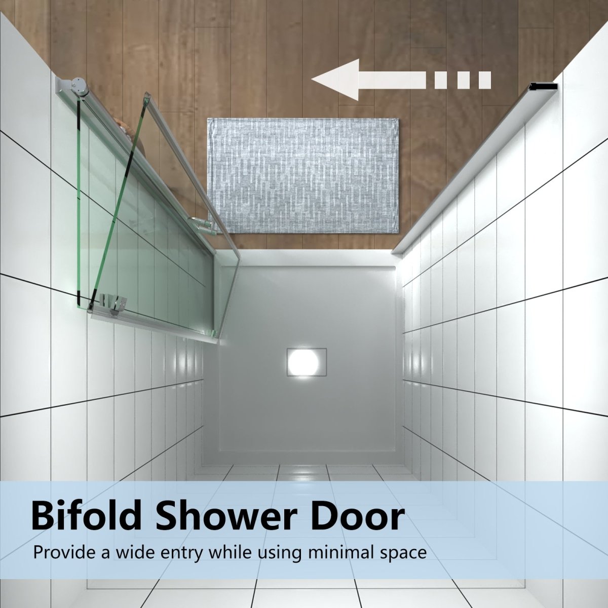 Adapt 34-35 1/2" W x 72" H Folding Semi-Frameless Swing Hinged Shower Doors in Chrome