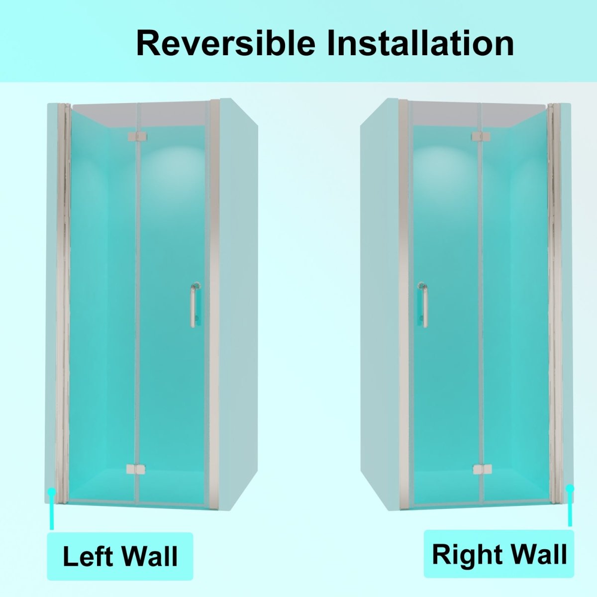 Adapt 34-35 1/2" W x 72" H Folding Semi-Frameless Swing Hinged Shower Doors In Nickel