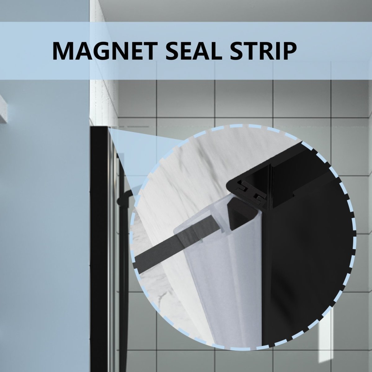 Classy 34-35 1/2" W x 72" H Hinged Pivot Semi-Frameless Shower Door Matte Black Install Glass Shower Door