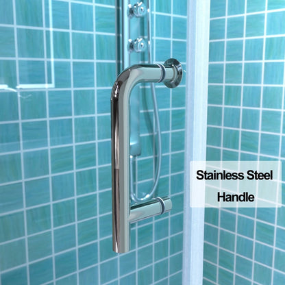 Classy 34-35 1/2" W x 72" H Hinged Pivot Semi-Frameless Shower Door Brushed Nickel Install Glass Shower Door