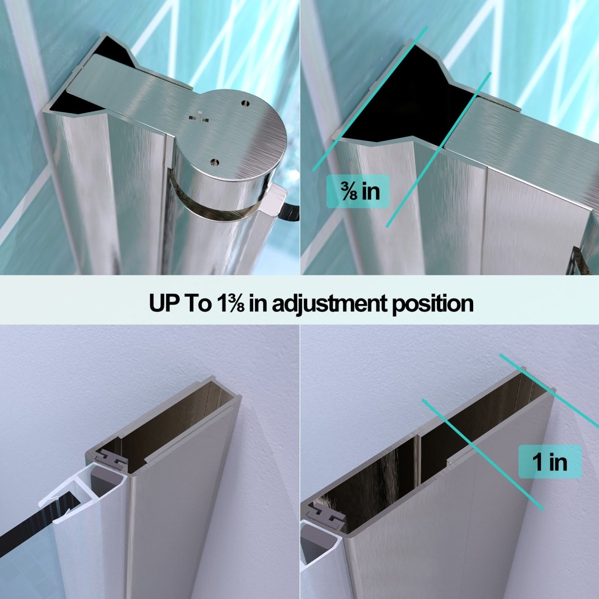 ES-DIY 36-37.5 in. W x 72 in. H Bi-Fold Frameless Swing Shower Door Nickel Shower Door - ExBriteUSA