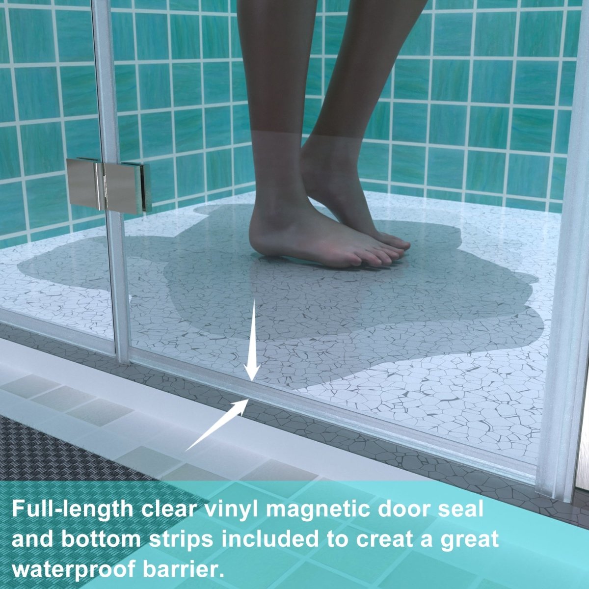 ES-DIY 36-37.5 in. W x 72 in. H Bi-Fold Frameless Swing Shower Door Nickel Shower Door - ExBriteUSA