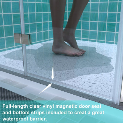 ES-DIY 36-37.5 in. W x 72 in. H Bi-Fold Frameless Swing Shower Door Nickel Shower Door - ExBriteUSA
