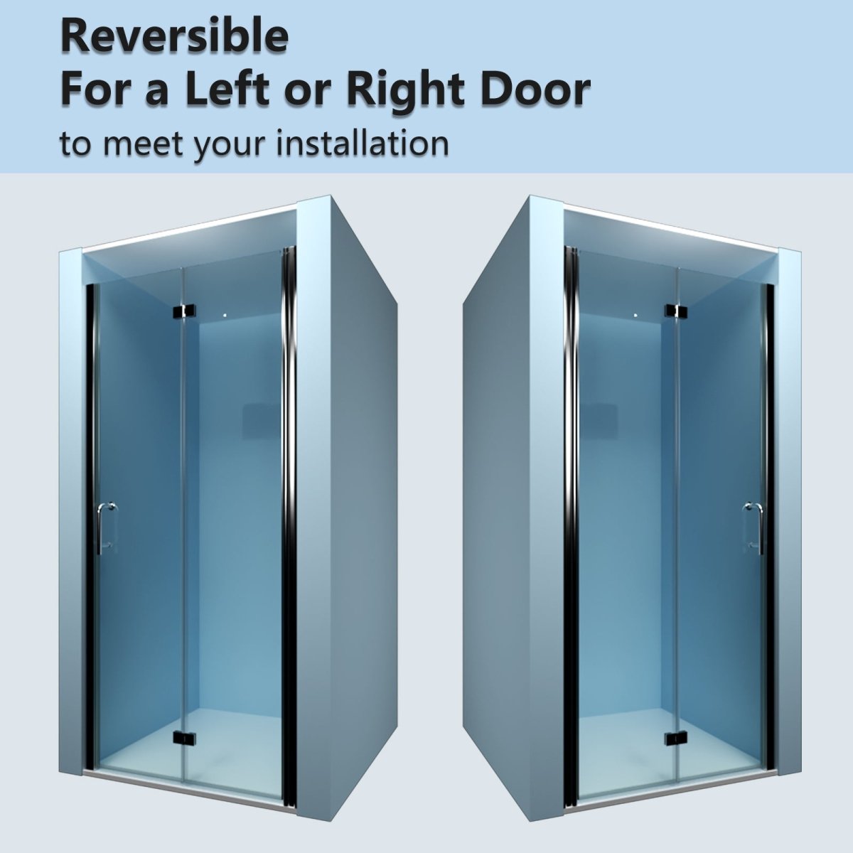 Adapt 36-37 1/2" W x 72" H Bifold Semi-Frameless Swing Shower Door in Black 36 Wide Shower Door