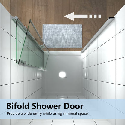 Adapt 36-37 1/2" W x 72" H Bifold Semi-Frameless Swing Shower Door in Chrome 36 Wide Shower Door