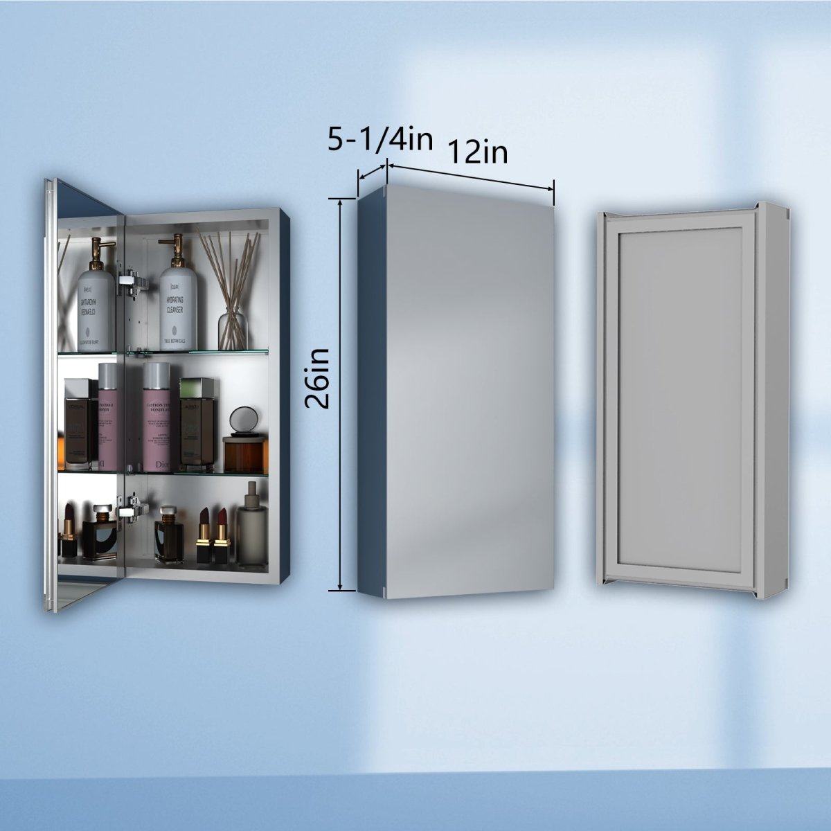 Boost-M1 12 in. W X 26 in. H Single Medicine Cabinet without Light