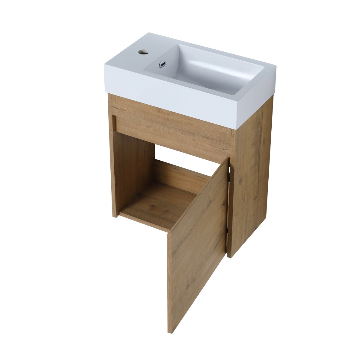 ExBrite 18'' Floating Wall-Mounted Bathroom Vanity with White Resin Sink & Soft-Close Cabinet Door - ExBriteUSA