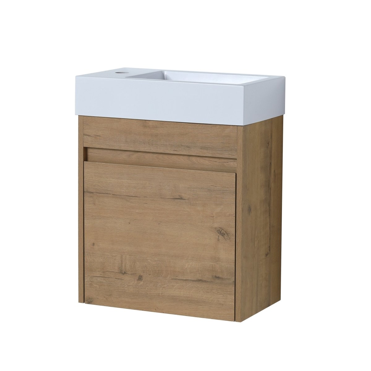 ExBrite 18'' Floating Wall-Mounted Bathroom Vanity with White Resin Sink & Soft-Close Cabinet Door