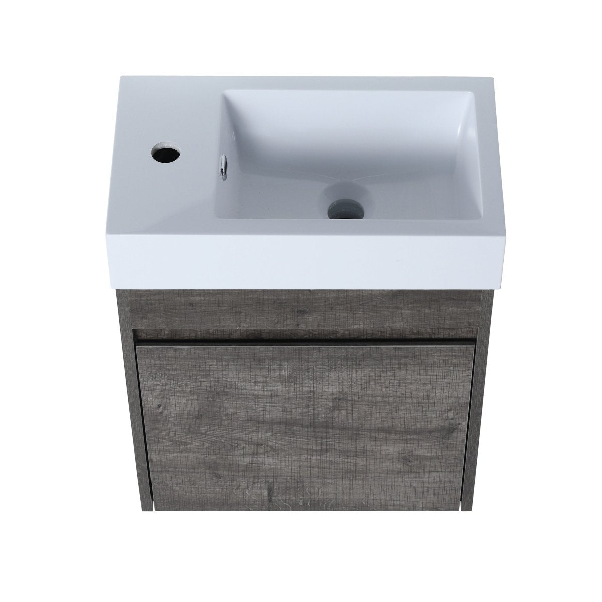 ExBrite 18'' Floating Wall-Mounted Bathroom Vanity with White Resin Sink & Soft-Close Cabinet Door - ExBriteUSA