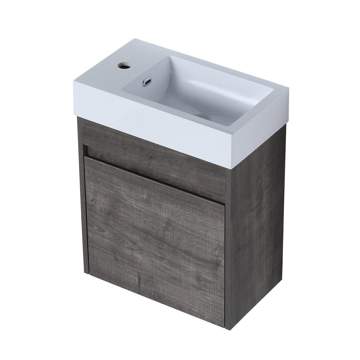 ExBrite 18'' Floating Wall-Mounted Bathroom Vanity with White Resin Sink & Soft-Close Cabinet Door