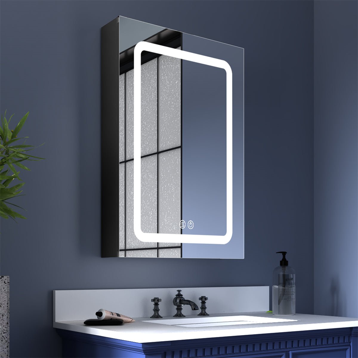 ExBrite 20 in. W x 30 in. H LED Bathroom Medicine Cabinet Surface Mounted Cabinets with Lighted Mirror Right Open