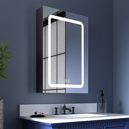 ExBrite 20 in. W x 30 in. H LED Bathroom Medicine Cabinet Surface Mounted Cabinets with Lighted Mirror Right Open