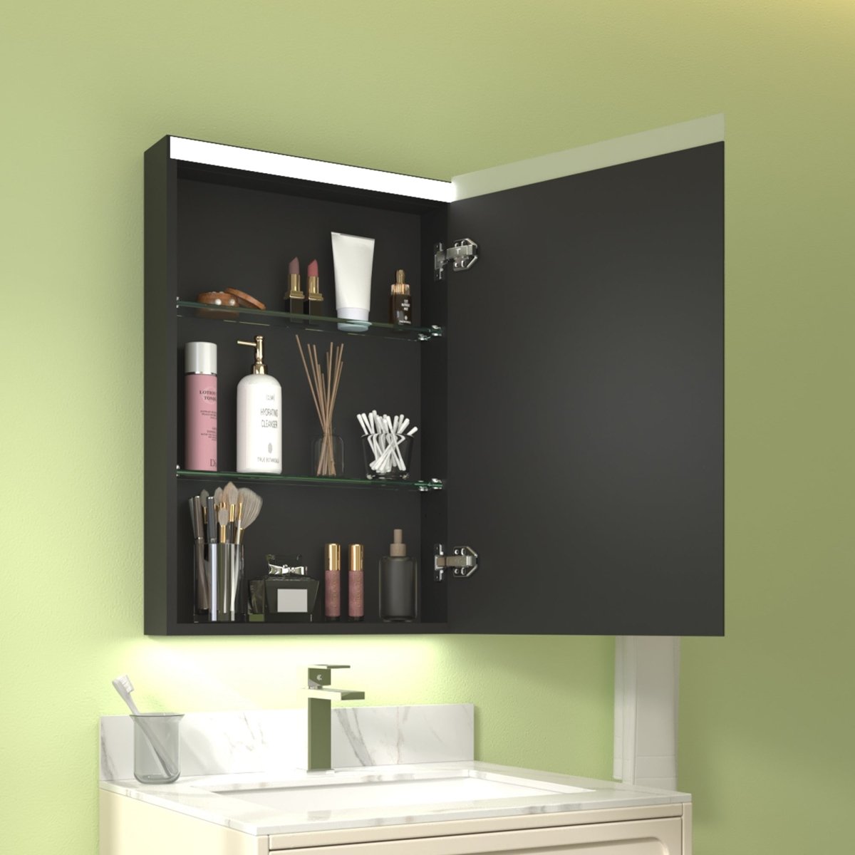 ExBrite 20" W x 30" H LED Bathroom Led Light Medicine Cabinet with Mirrors