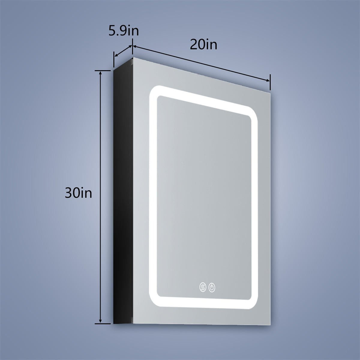 ExBrite 20" W x 30" H LED Bathroom Medicine Cabinets Surface Mounted Left Open