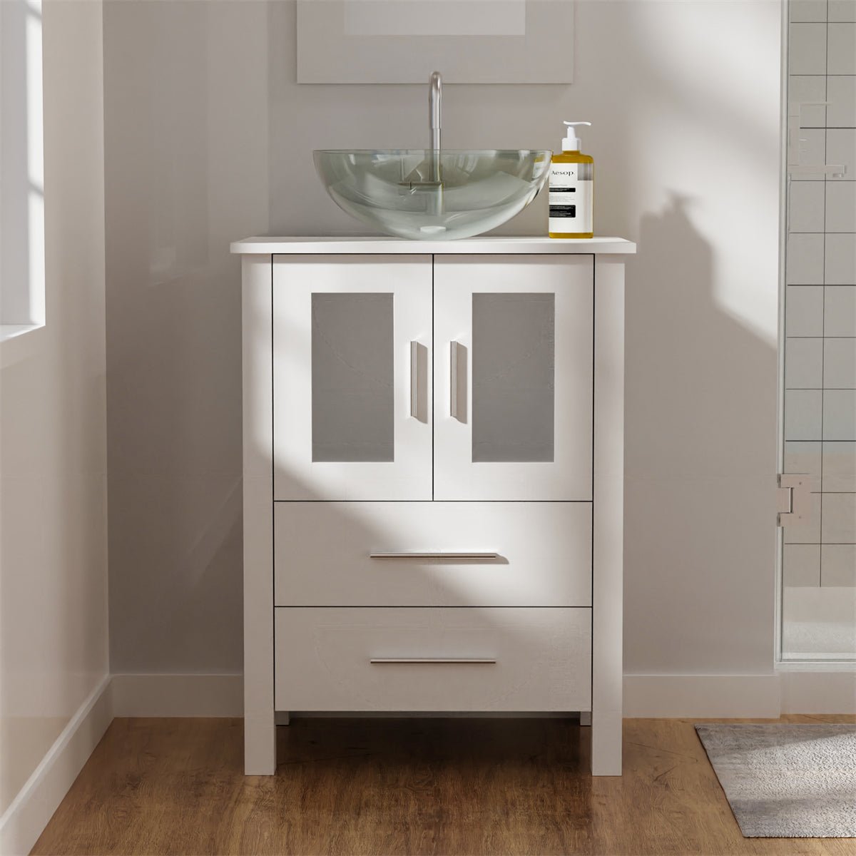 ExBrite 24 in. W x 19 in. D x 32.3 in. H Single Sink Bath Vanity with Mirrors - ExBriteUSA