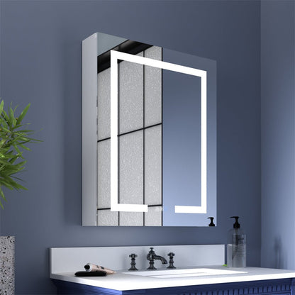 ExBrite 24 x 30 inch Light Medicine Cabinet Recessed or Surface Mount Framed Aluminum Adjustable Shelves Vanity Mirror Cabinet - ExBriteUSA