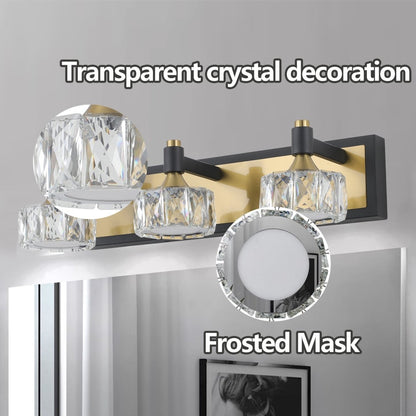 ExBrite 3-Light Bathroom Light,Crystal Bathroom Vanity Light,Bath Wall Lighting Fixtures,For Mirror Living Room Hallway Cabinet Porch