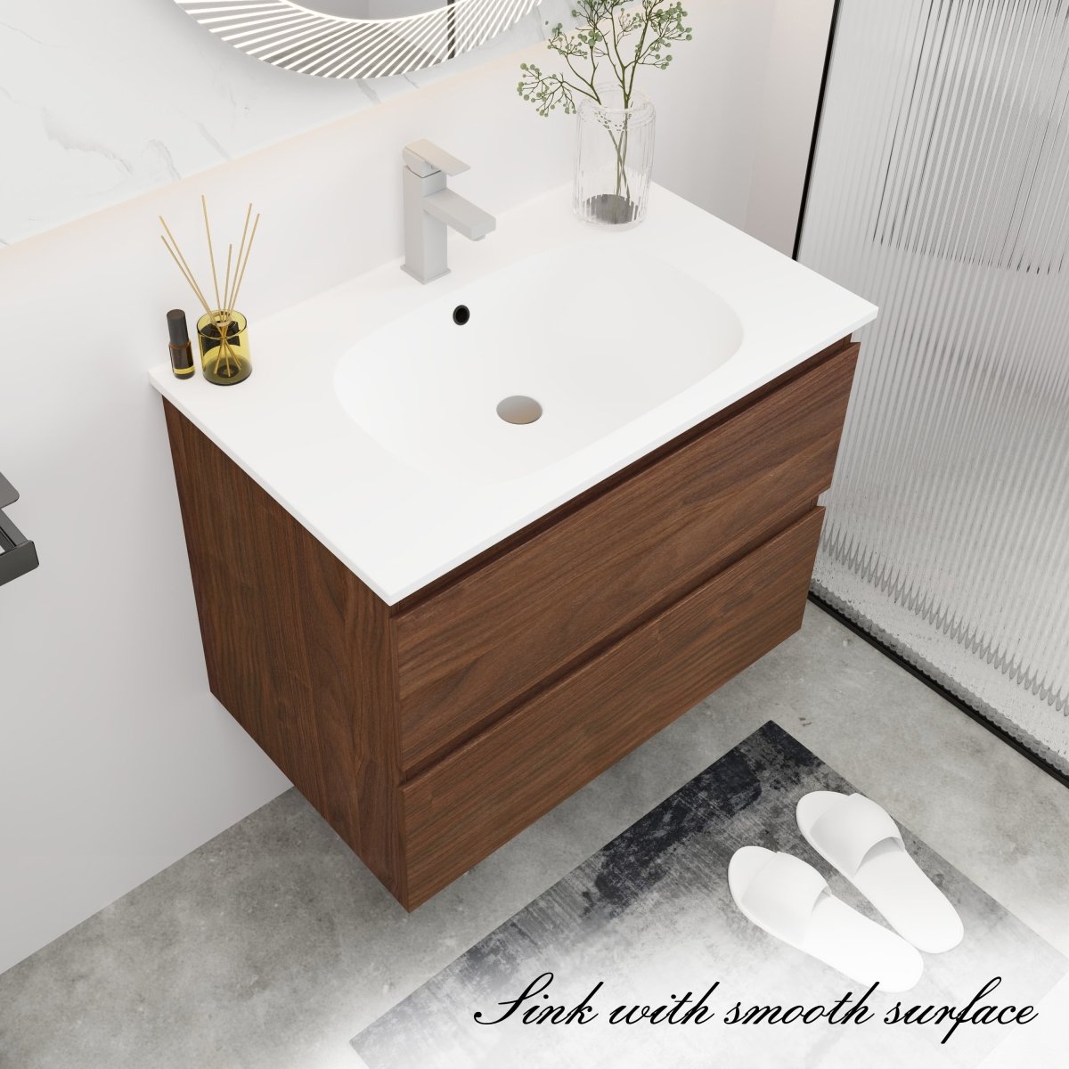 ExBrite 30" Bathroom Vanity With Gel Basin Top