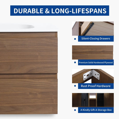 ExBrite 30" Bathroom Vanity With Gel Basin Top